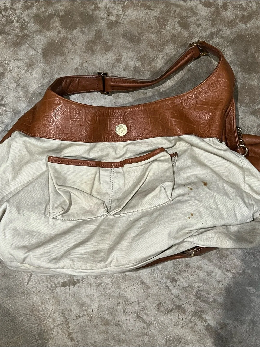 Tory Burch Embossed Brown Leather Hobo Satchel
